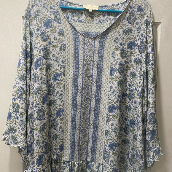 Cynthia Rowley Tops - Cynthia Rowley Blue and White Floral Blouse